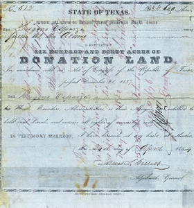 1852 Gregorio Esparza Land Grant in Travis County
